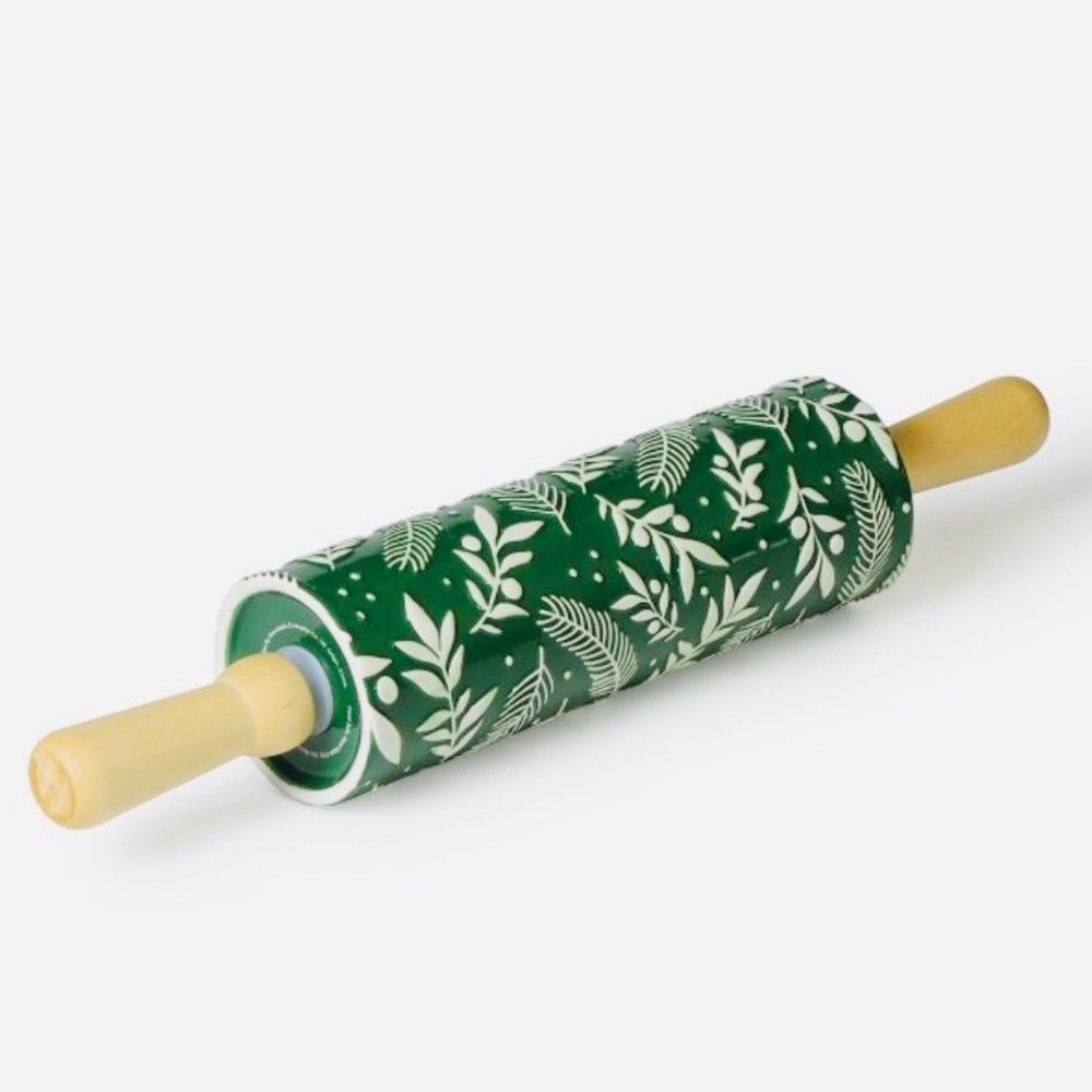 Target Bullseye Playground Green & White Leaves Ceramic Rolling Pin